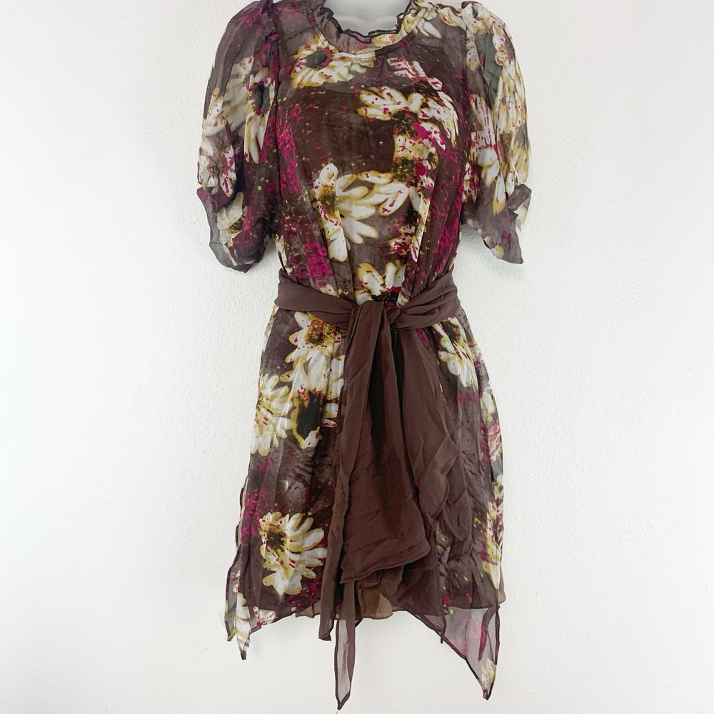Pretty Angel Dress Womens Small Sheer Asymmetrical Boho Silk Eclectic Romantic S